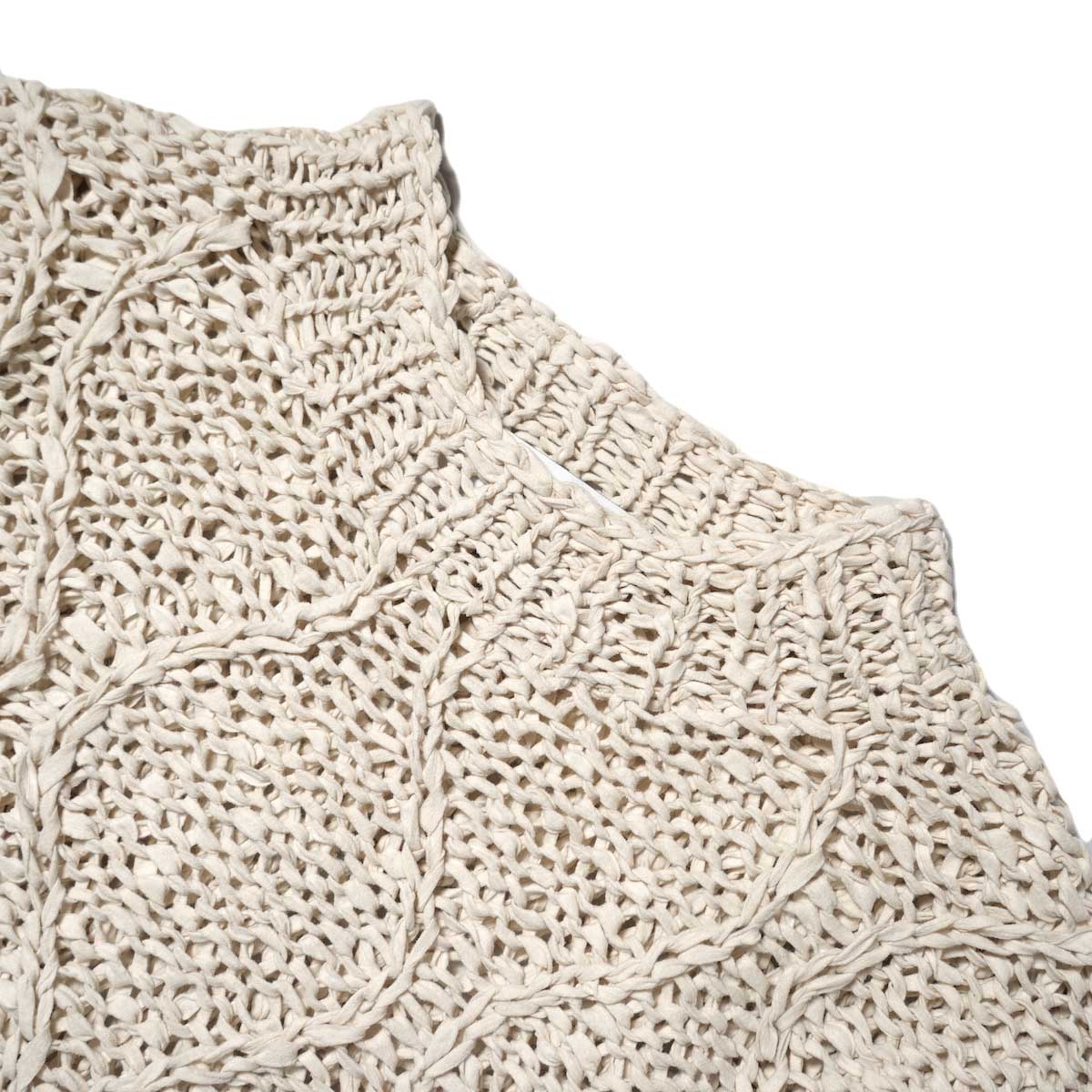 UNUSED / US2336 Gourd Pattern Hand-Knitted Crewneck Sweater (Off White) ネック