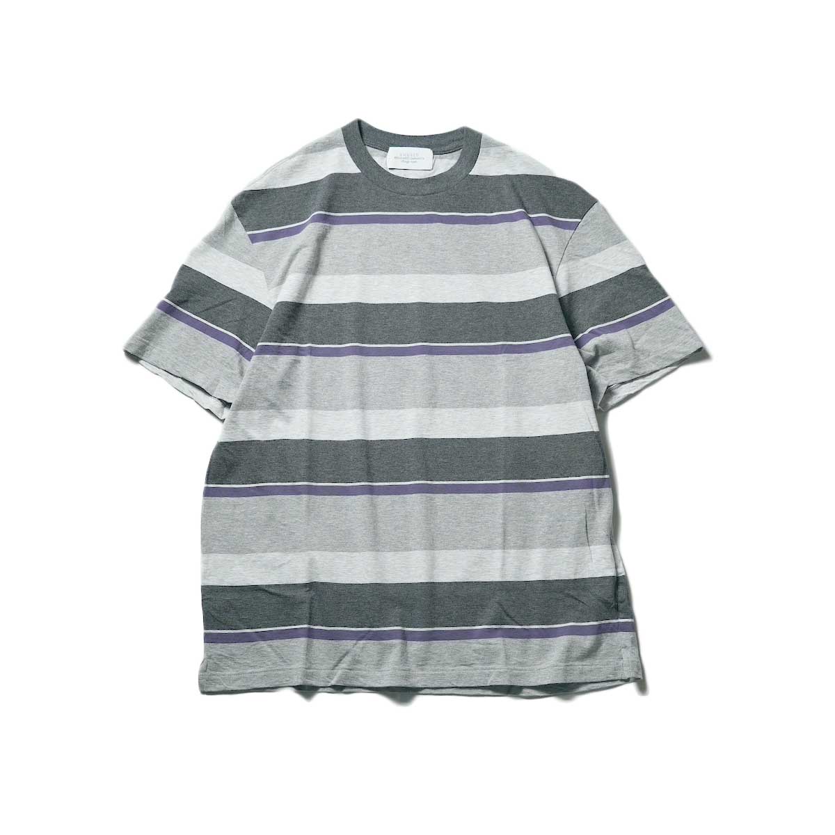 UNUSED / US2343 Border T-shirt (Purple × Gray)
