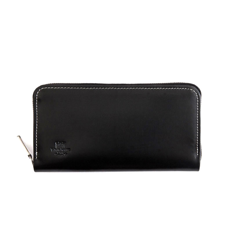 WHITEHOUSE COX / S2622 LONG ZIP WALLET / HOLIDAY LINE -BLACK×PURPLE
