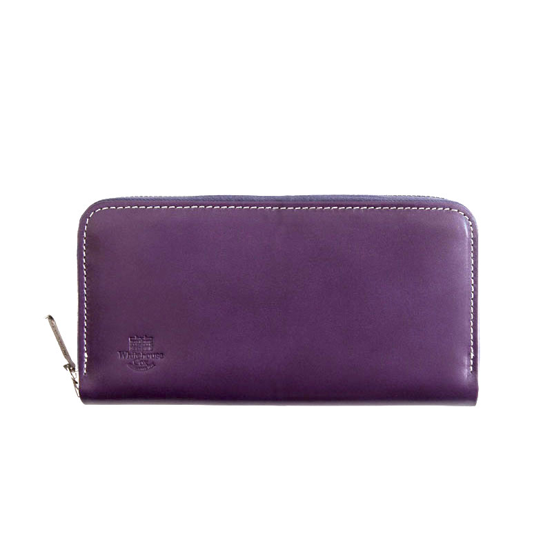 WHITEHOUSE COX / S2622 LONG ZIP WALLET / HOLIDAY LINE -PURPLE×NEWTON