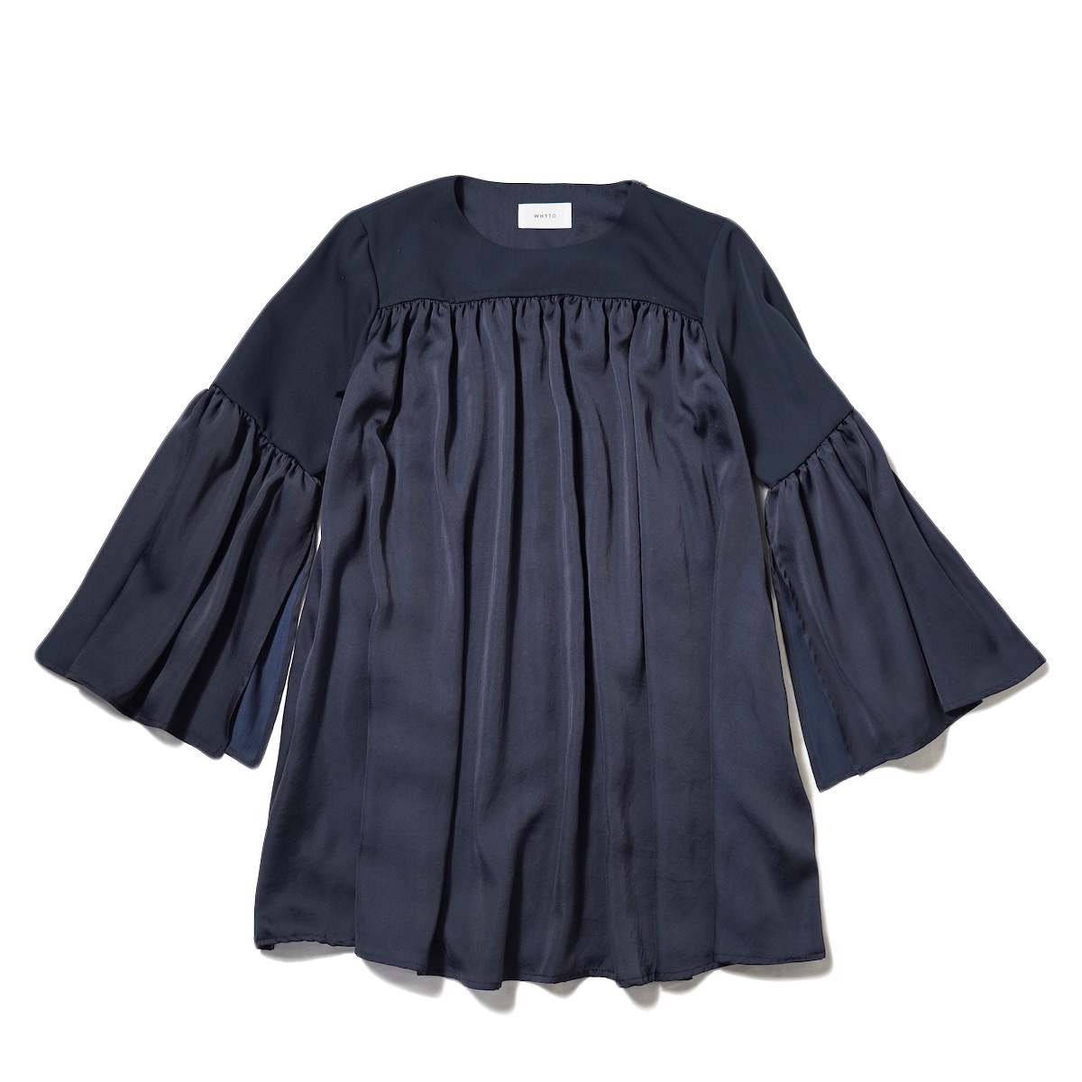 WHYTO. / Sleeve Slit Gather Tunic (Navy)
