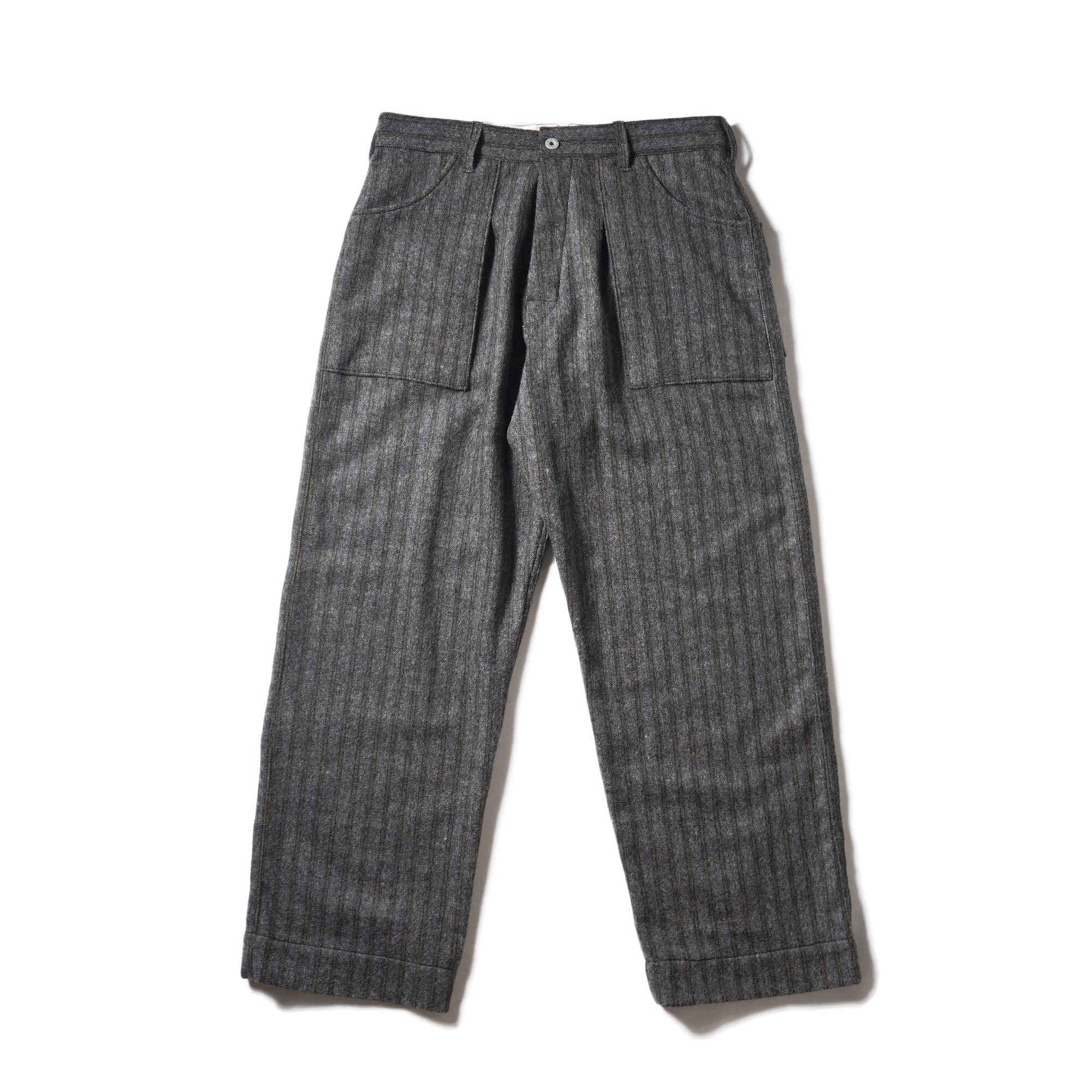 Willow Pants / P-001 - Stripe-Wool Pants (Charcoal)