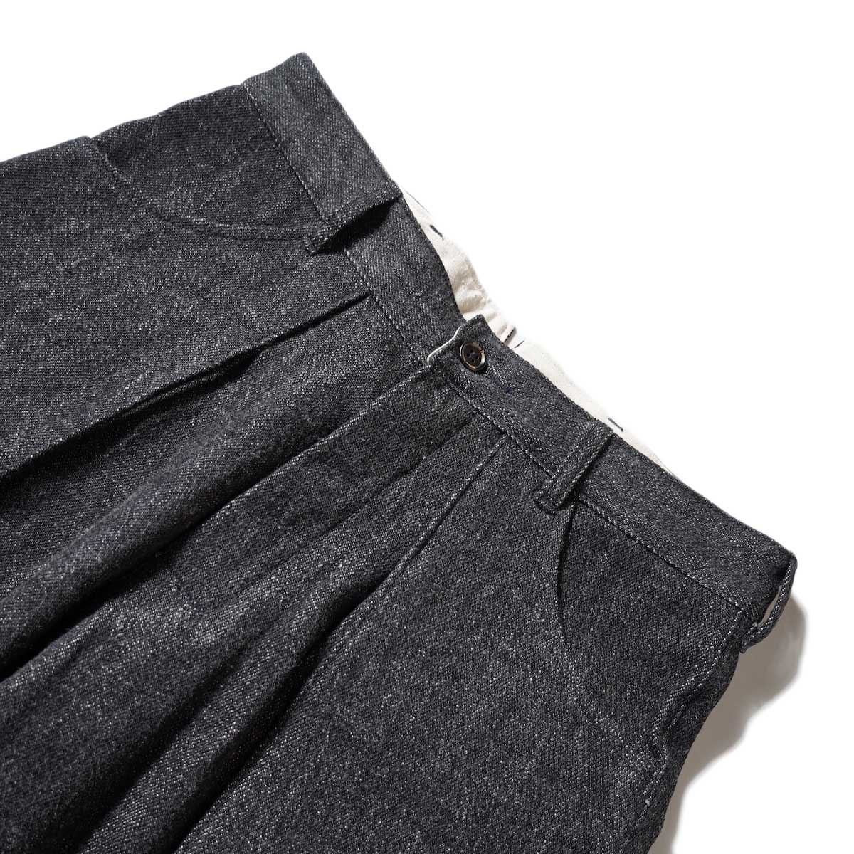 Willow Pants / P-001S - Denim Short Pants (Black Denim) ウエスト