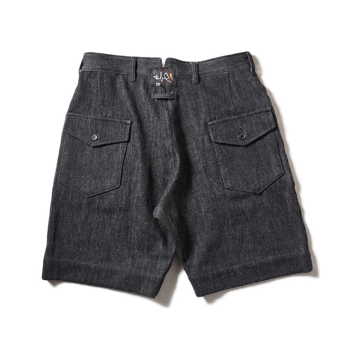 Willow Pants / P-001S - Denim Short Pants (Black Denim)背面