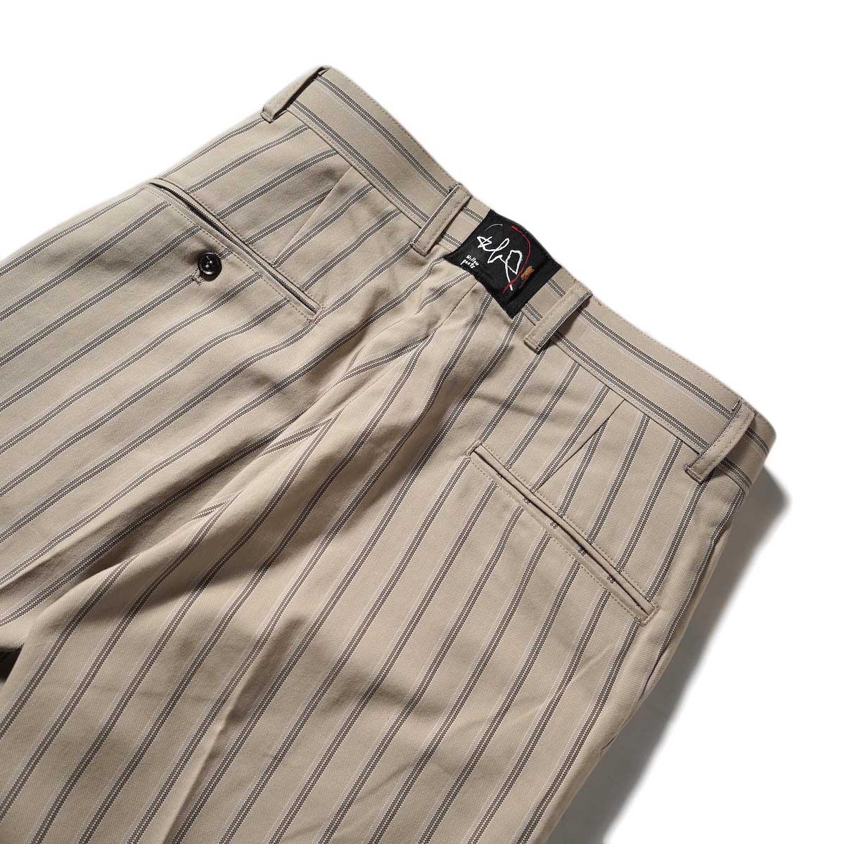 Willow Pants / P-009 - Dead Stock Beige Stripe Pants ヒップポケット
