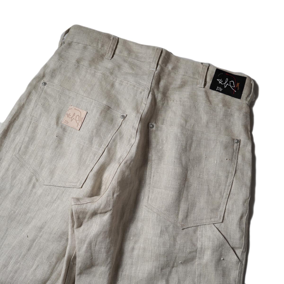Willow Pants / P-010 - Dead Stock Linen Painter Pants (Natural) ポケット