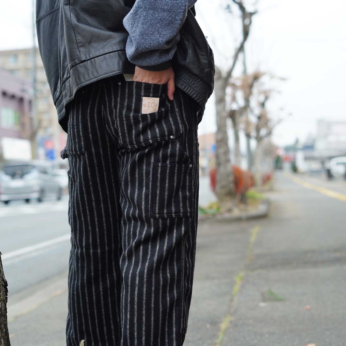 Willow Pants / P-013 Car Pants - Stripe (Black×Gray)172cm/size0着用②