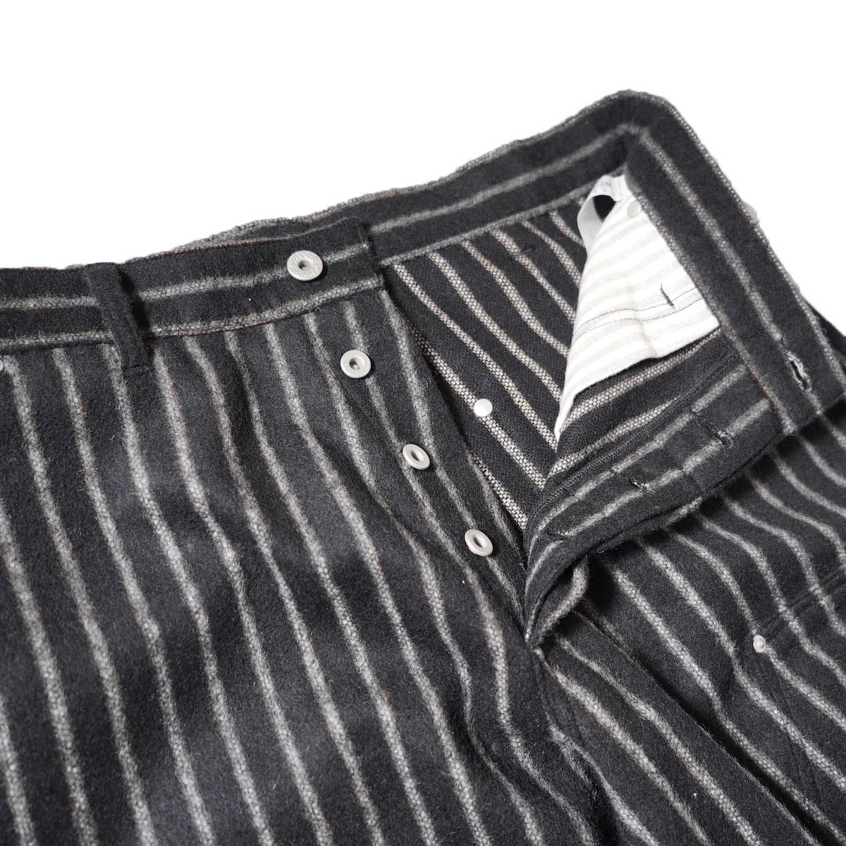 Willow Pants / P-013 Car Pants - Stripe (Black×Gray)ボタンフライ