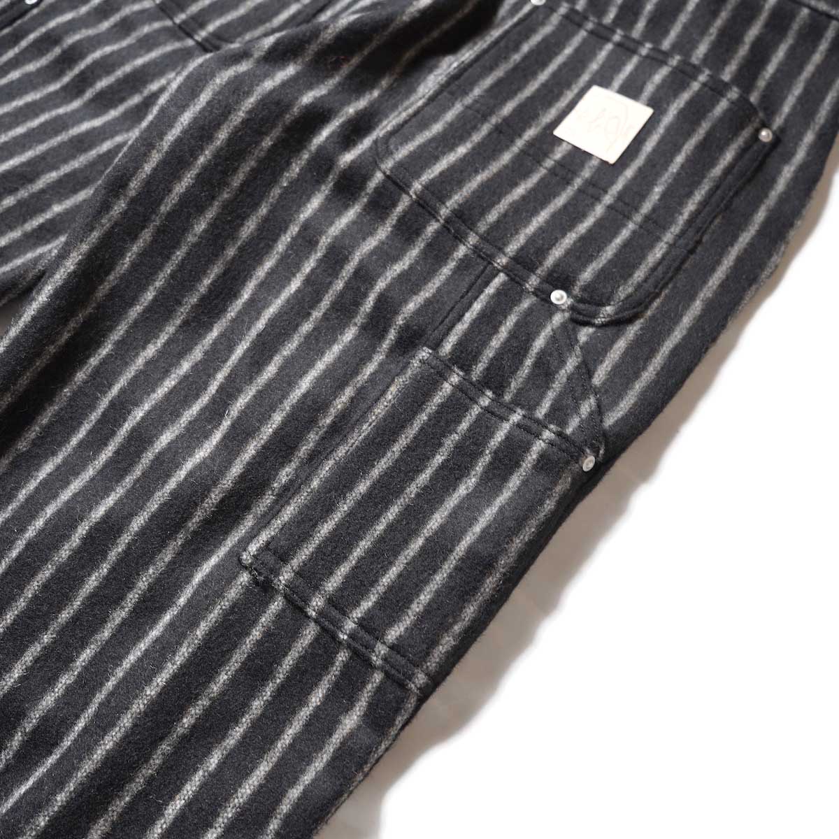 Willow Pants / P-013 Car Pants - Stripe (Black×Gray)背面ポケット