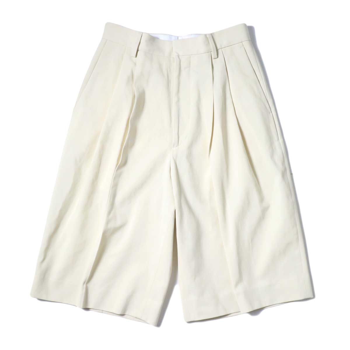 YLEVE / HIGH COUNT COTTON KERSEY SHORTS (Straw Beige)
