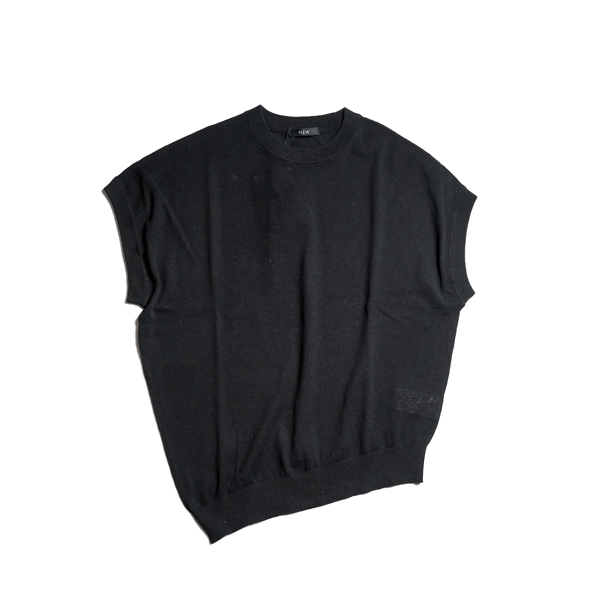 YLEVE / COTTON LINEN KNIT ASYMMETRY PULLOVER (Black)