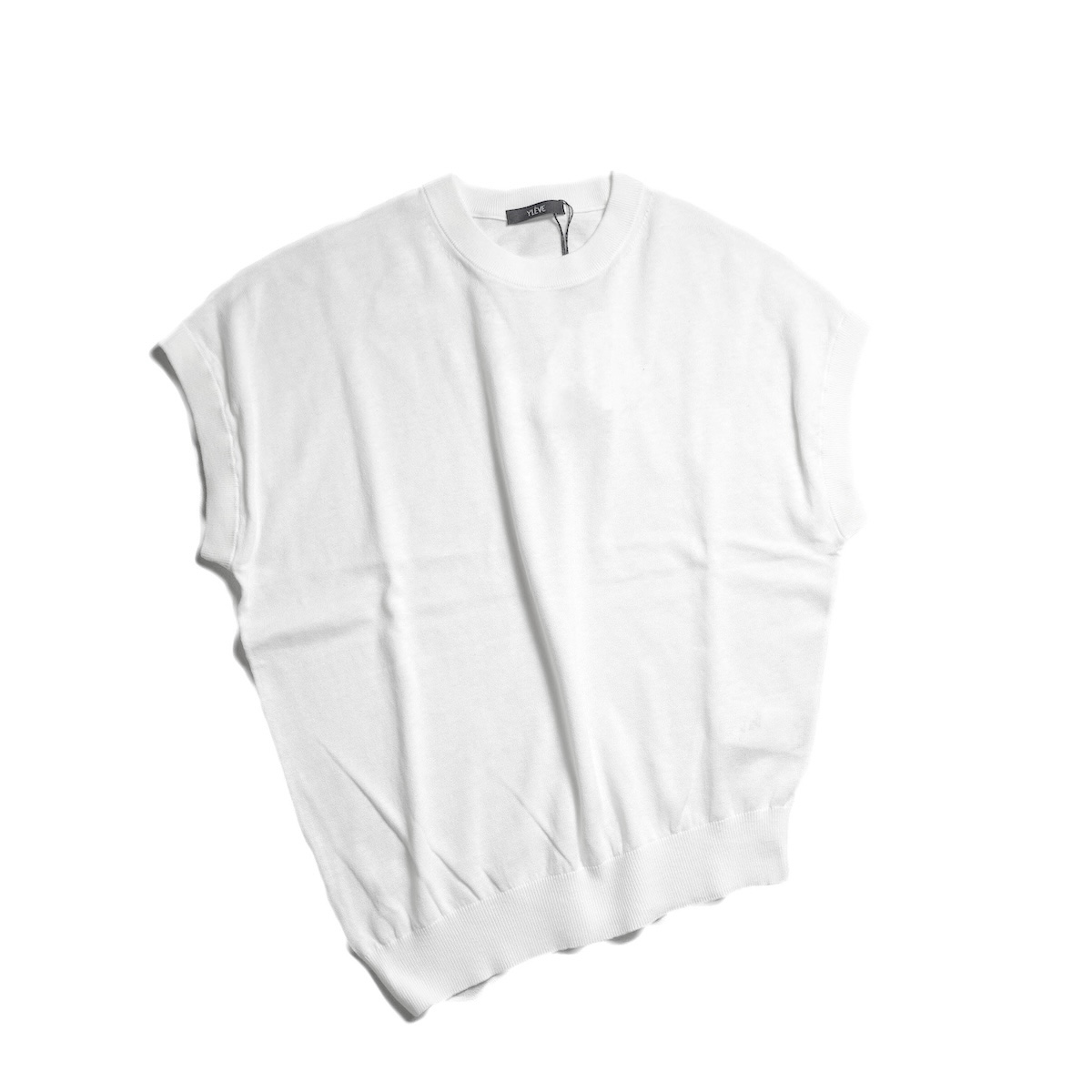 YLEVE / COTTON LINEN KNIT ASYMMETRY PULLOVER (White)