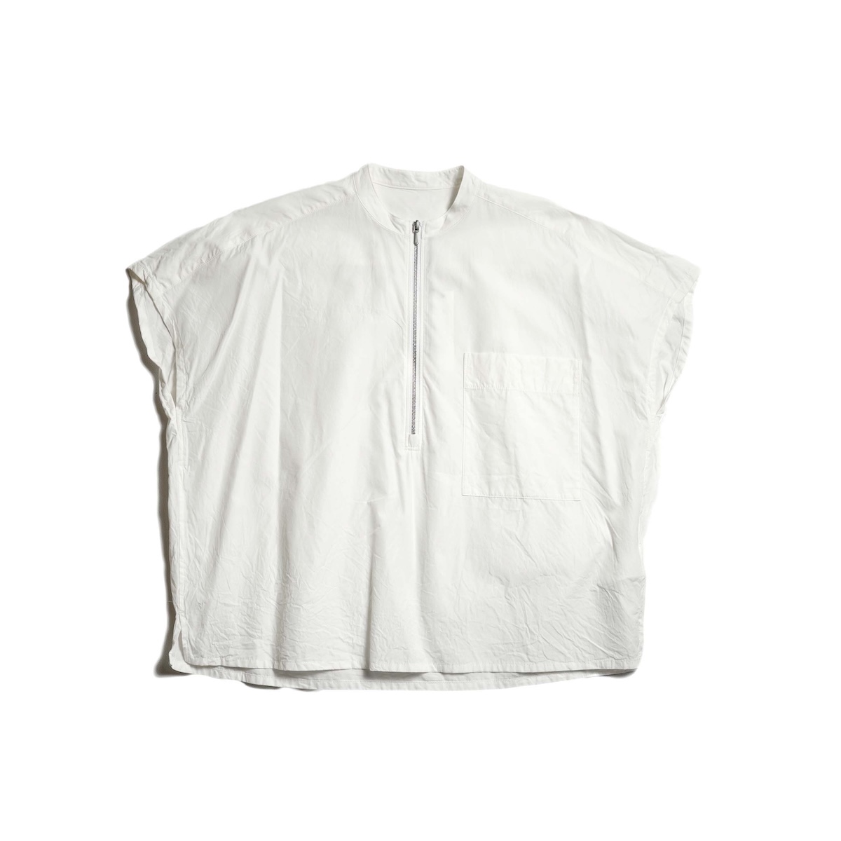 YLEVE / COTTON CUPRA HALF ZIP SHIRT (White)